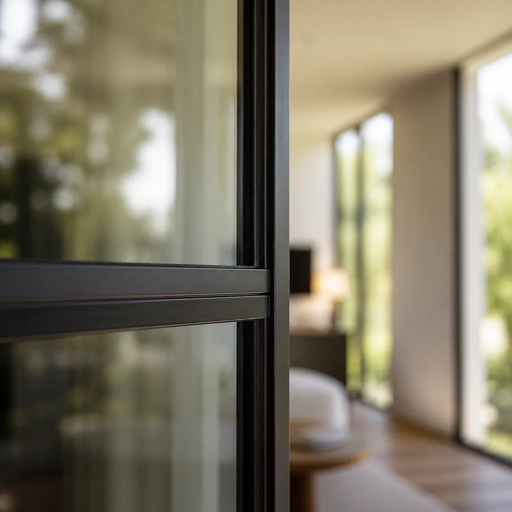 Modern black framed door replacement for home interior